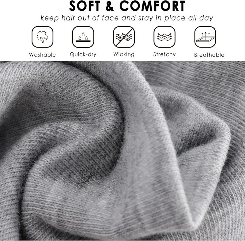 HAUCA Workout Headbands for Women Hair 9 Pcs Non Slip Cotton Like Head Bands for Girls 2.5 inch Wide Soft Elastic Cloth Athletic Sweat Hair Women Bands - Image 3